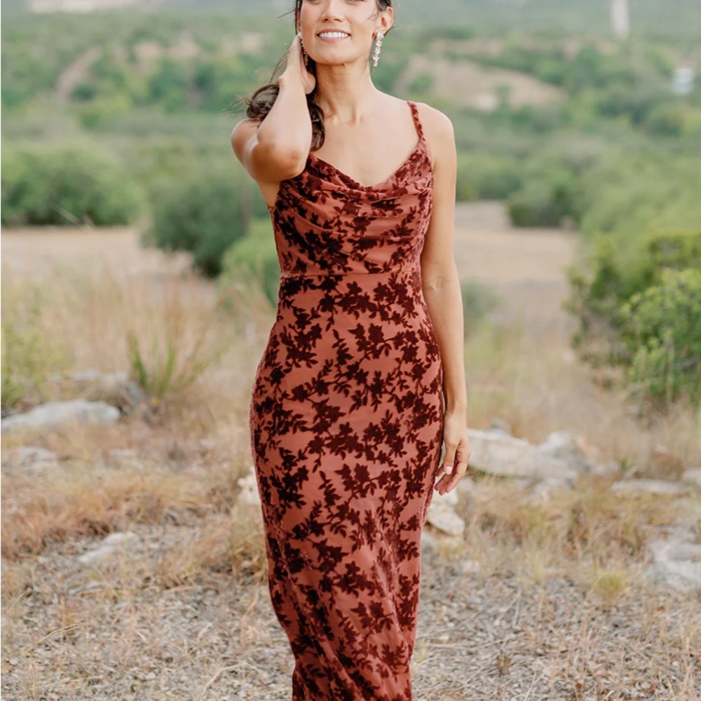 Elegant Brown Floral Dress
